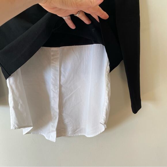 Theory Gracila Black Twill mock neck White Layered Top M - Picture 7 of 9